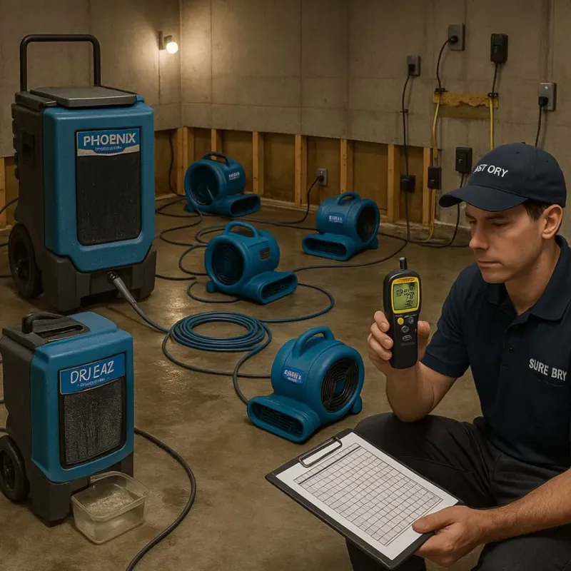 Structural Drying and Dehumidification process in Davis Junction, IL
